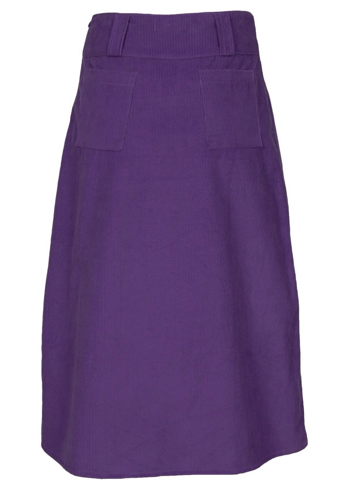 100?% cotton corduroy skirt in purple with a side zip 