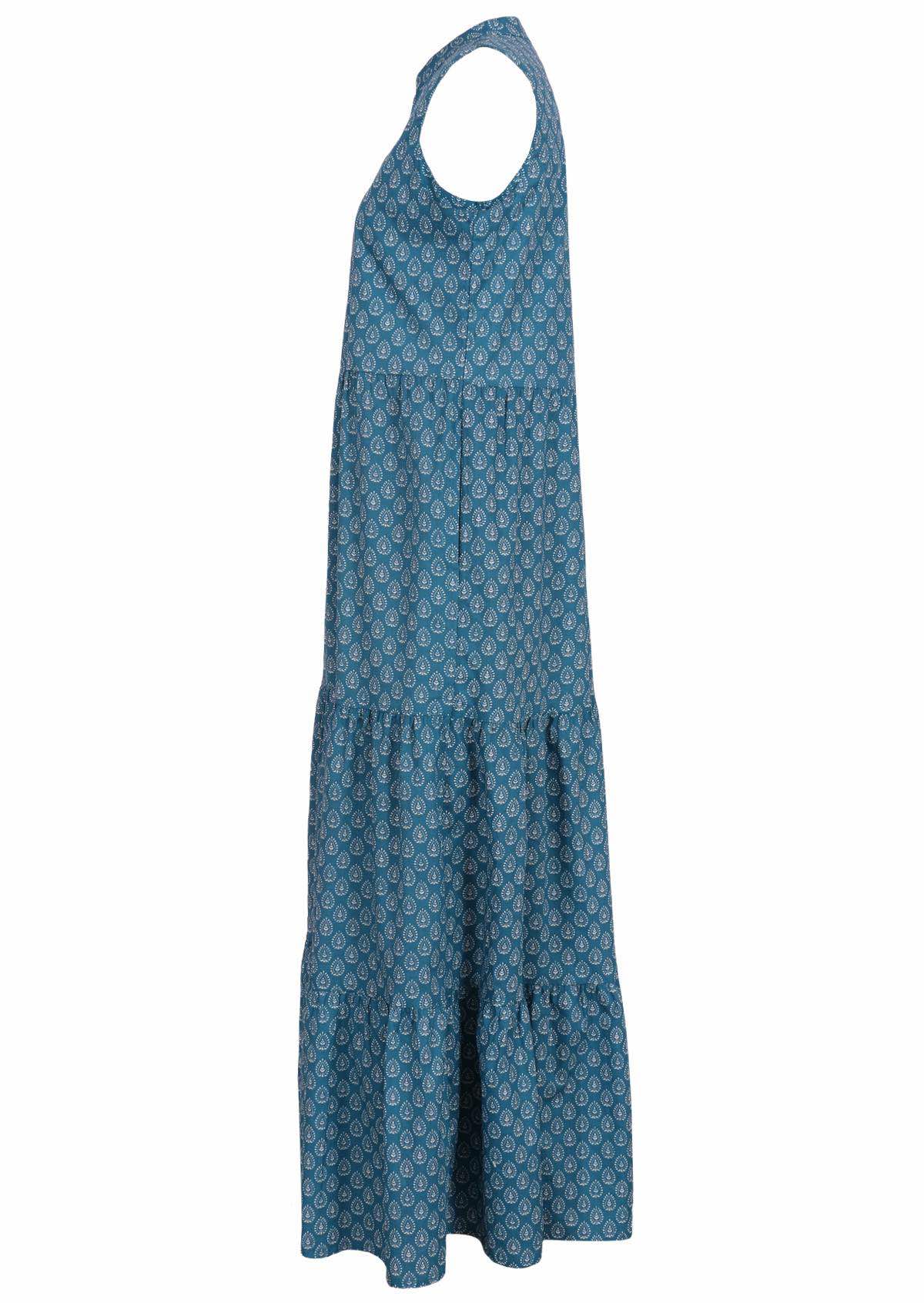 Sleeveless cotton maxi dress with 3 tiered skirt