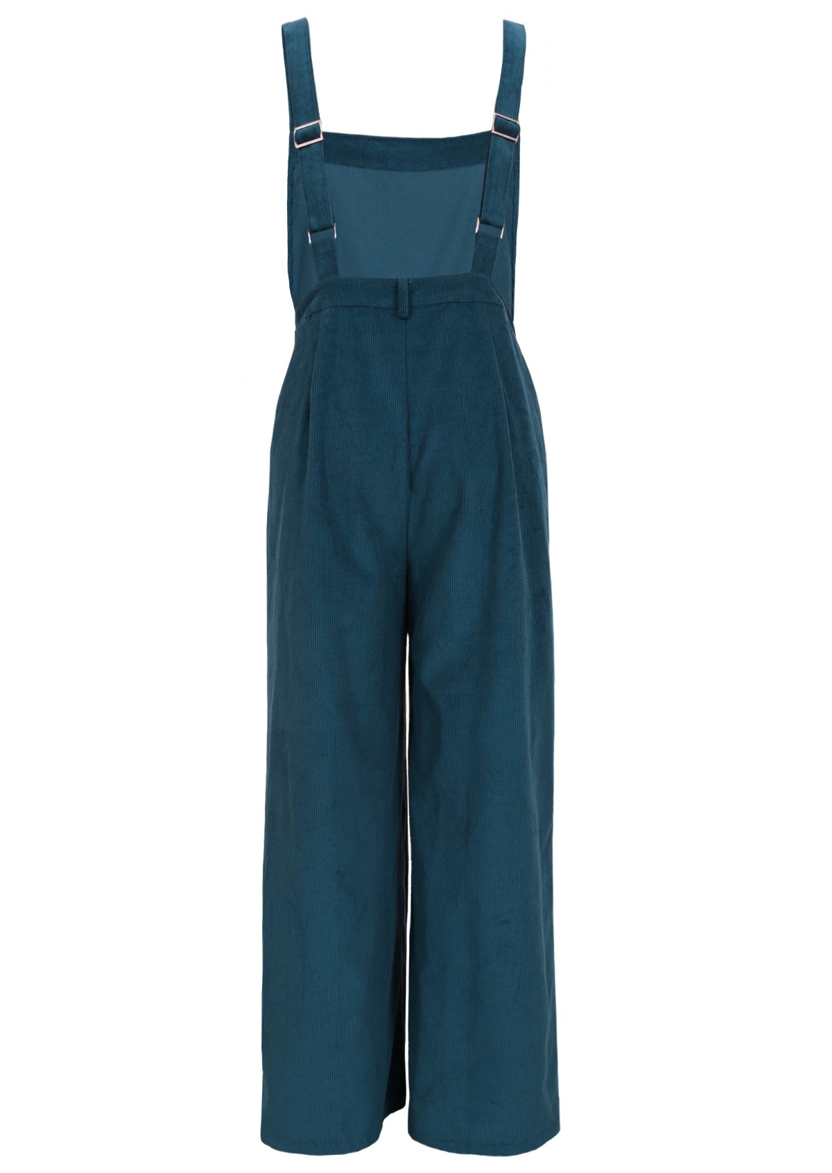 Cotton corduroy overalls have belt loops and pockets. 