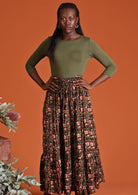tiered 100% cotton maxi skirt