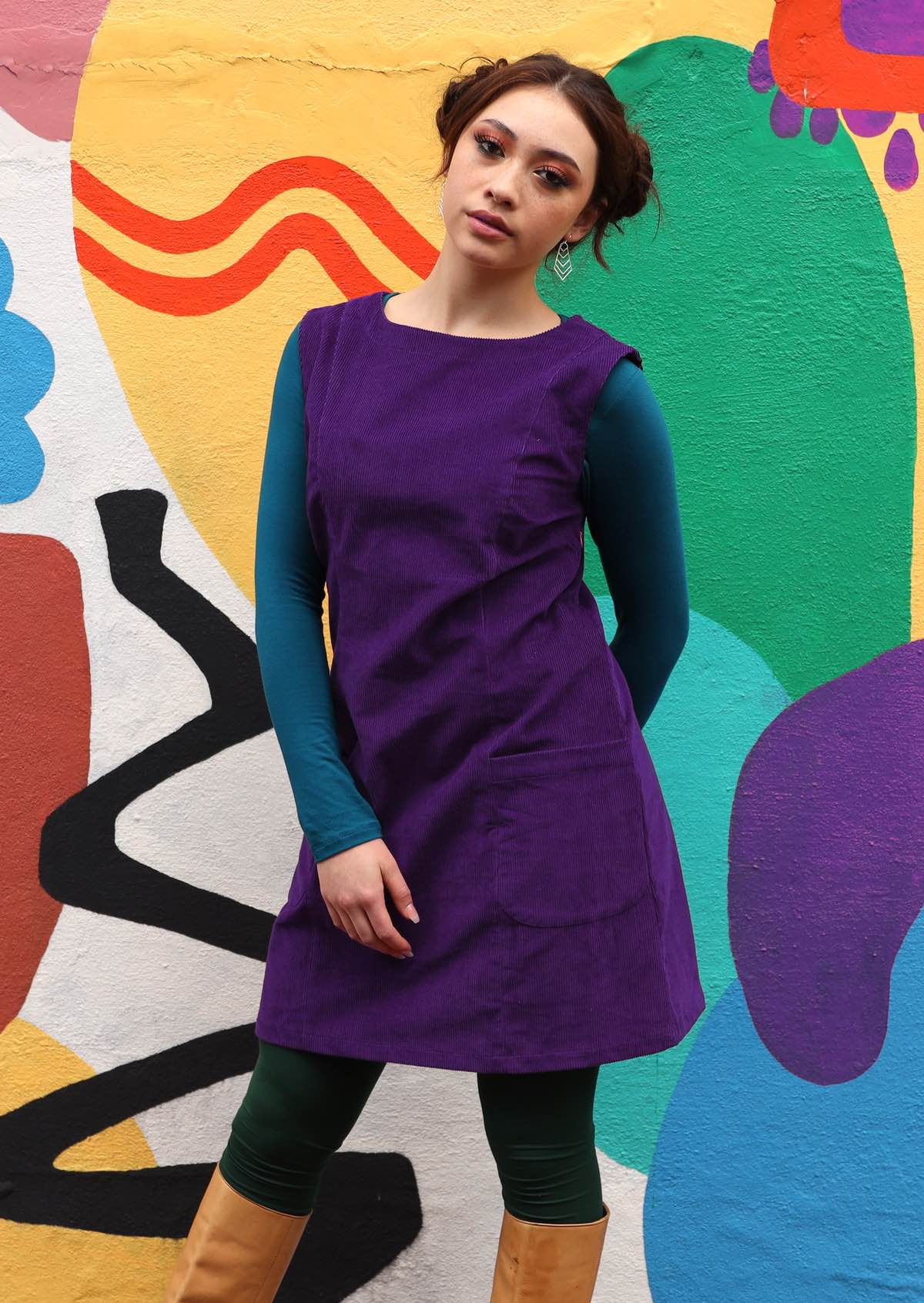 Cotton corduroy tunic with side zip and pockets