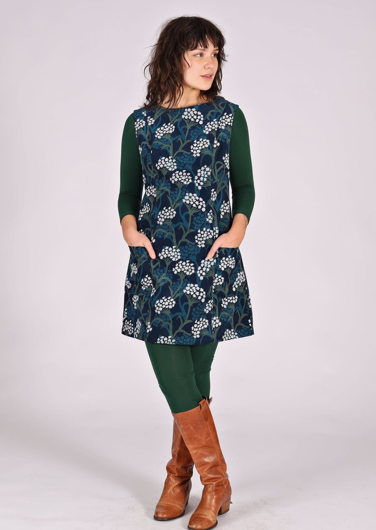 Cotton corduroy tunic with pockets and side zip