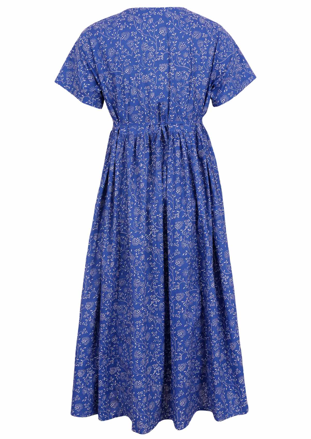 Blue cotton midi length relaxed fit dress