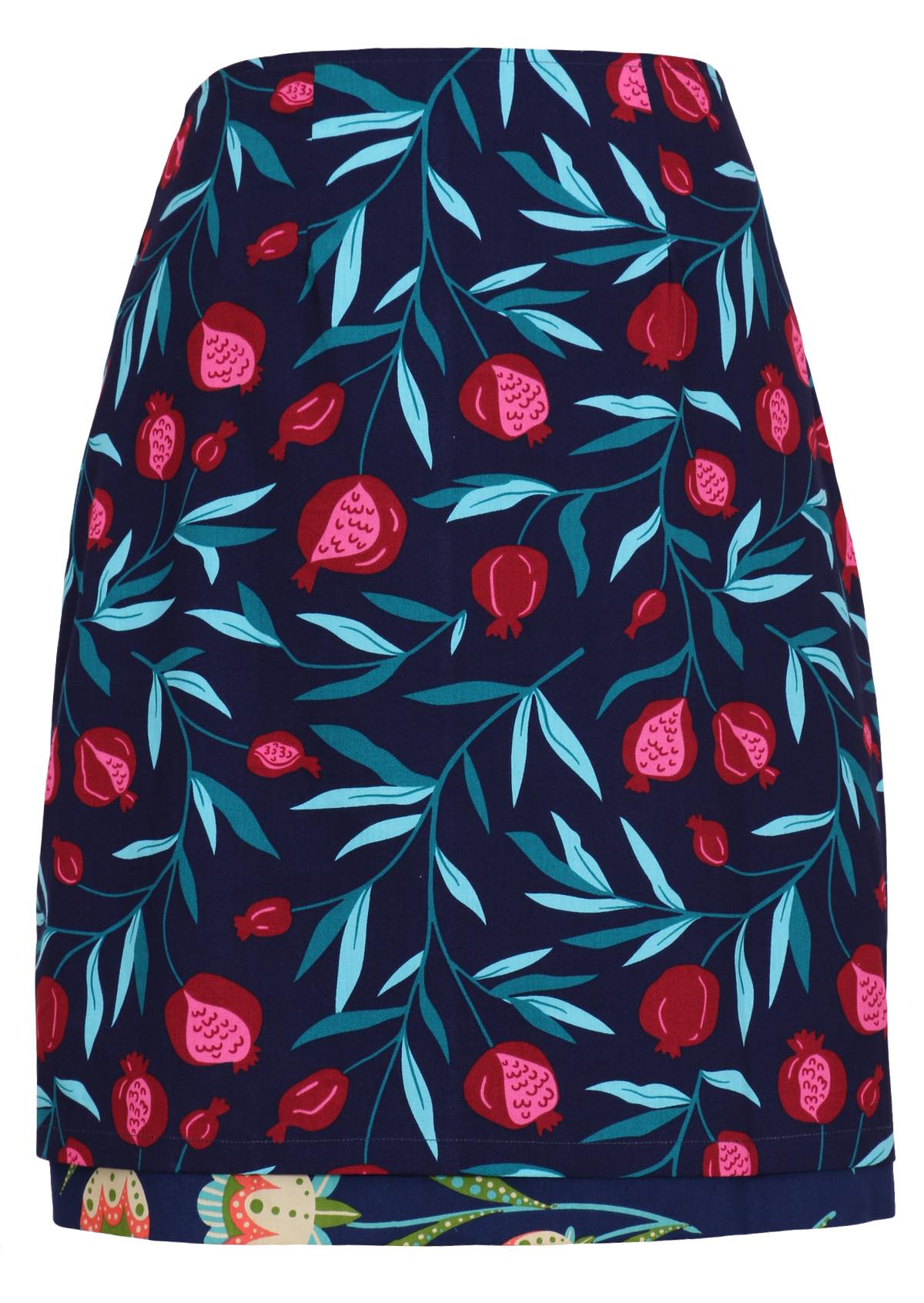 Reversible Skirt Pomegranate print front mannequin pic