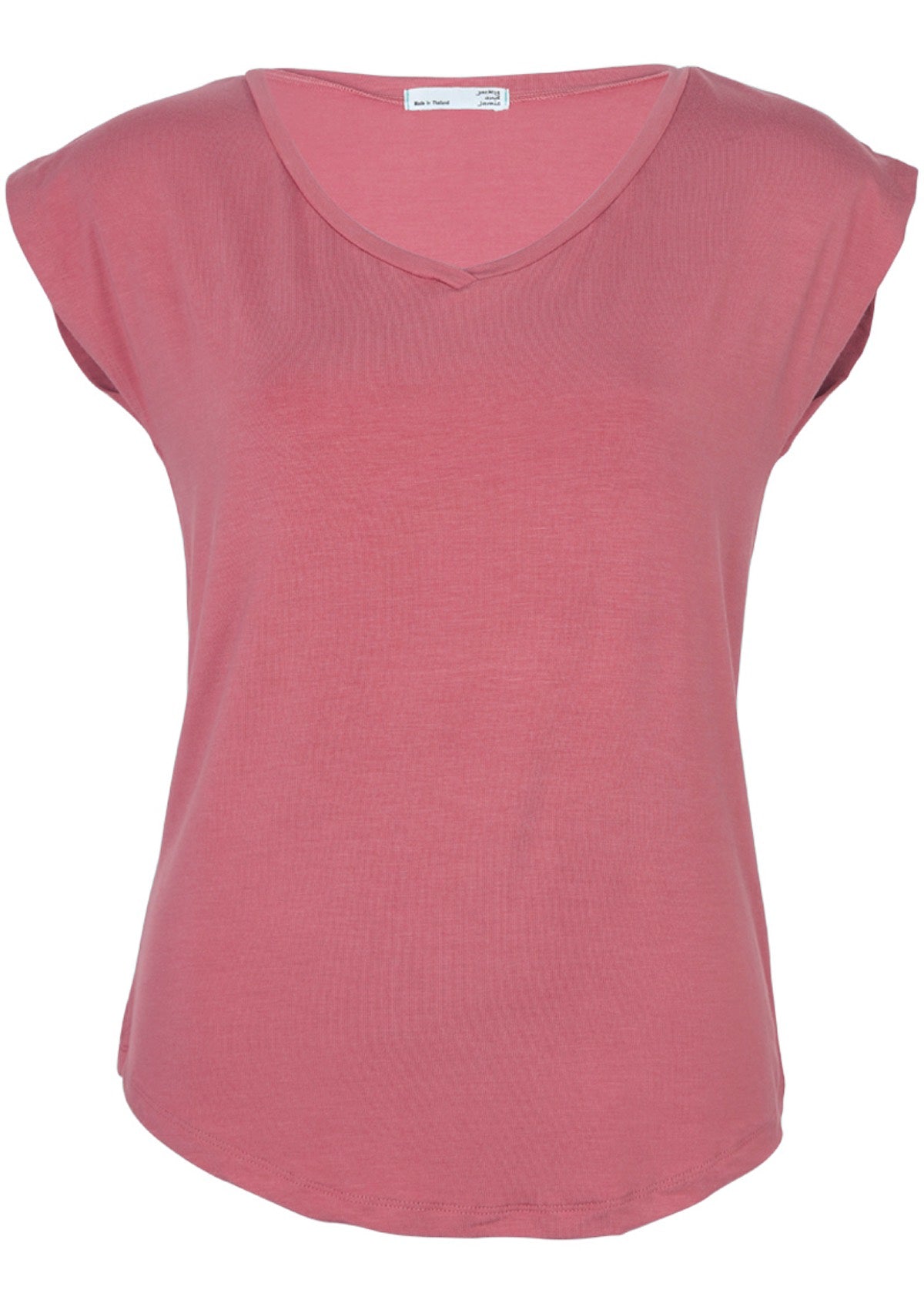 Women's pink v-neck short cap sleeve rayon top