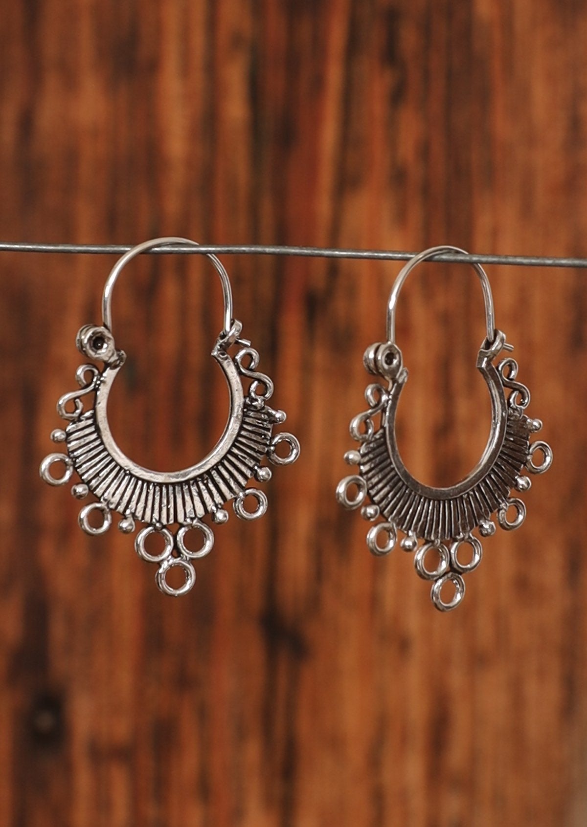 hill tribe style sterling silver boho hoop earrings Australia