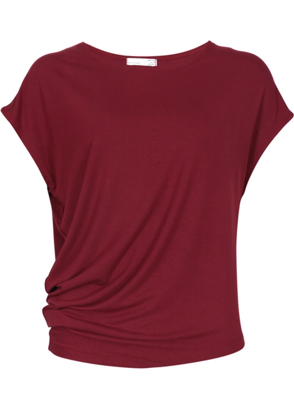 short sleeve women's rayon top in maroon 