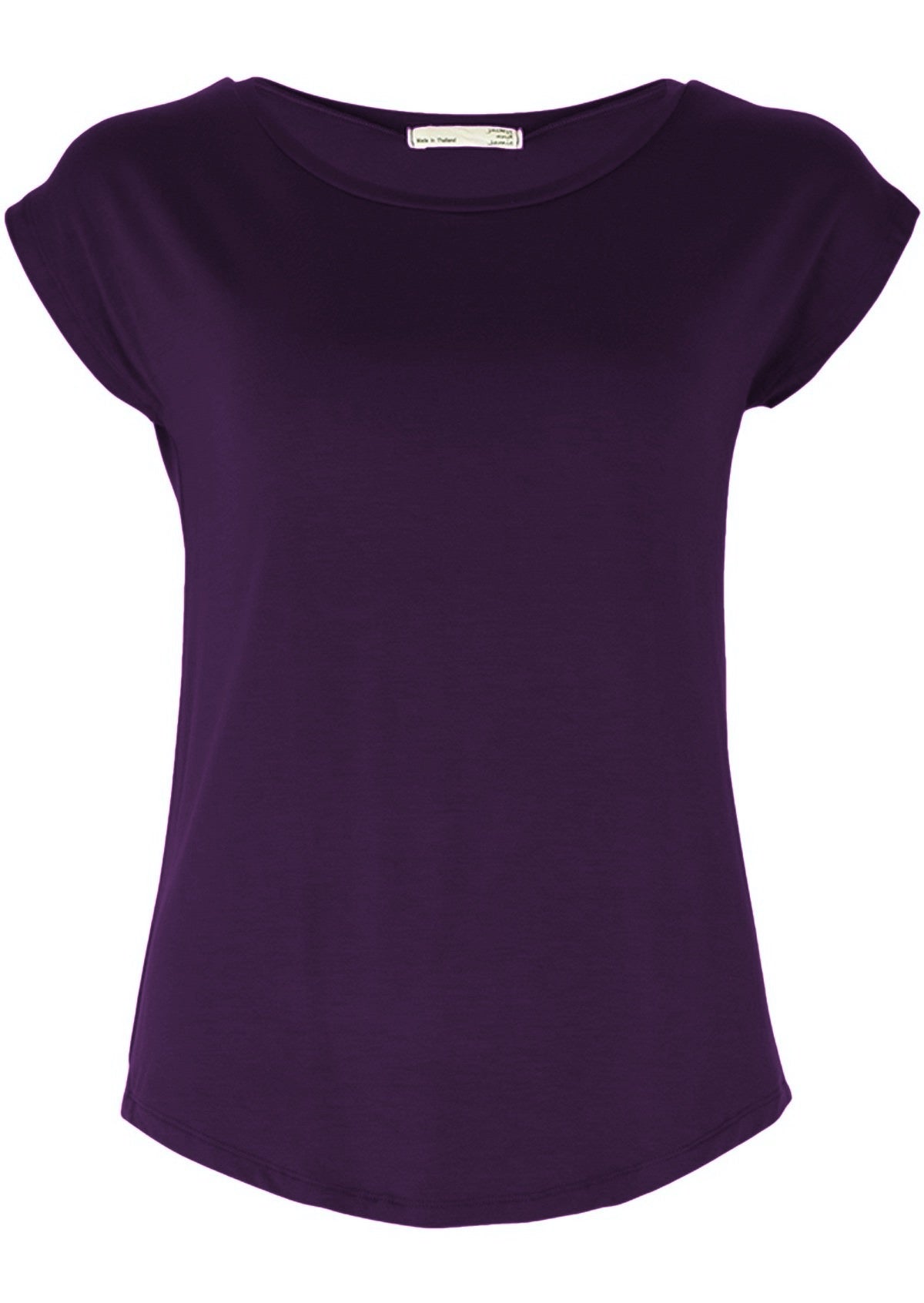 Women's dark purple rayon jersey t-shirt.