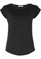 Women's basic rayon black t-shirt.