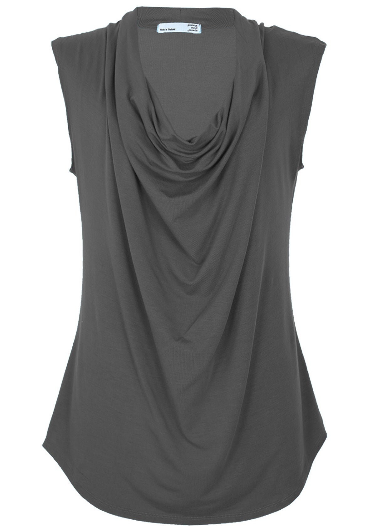 Front view loose fit cowl neck women's top grey