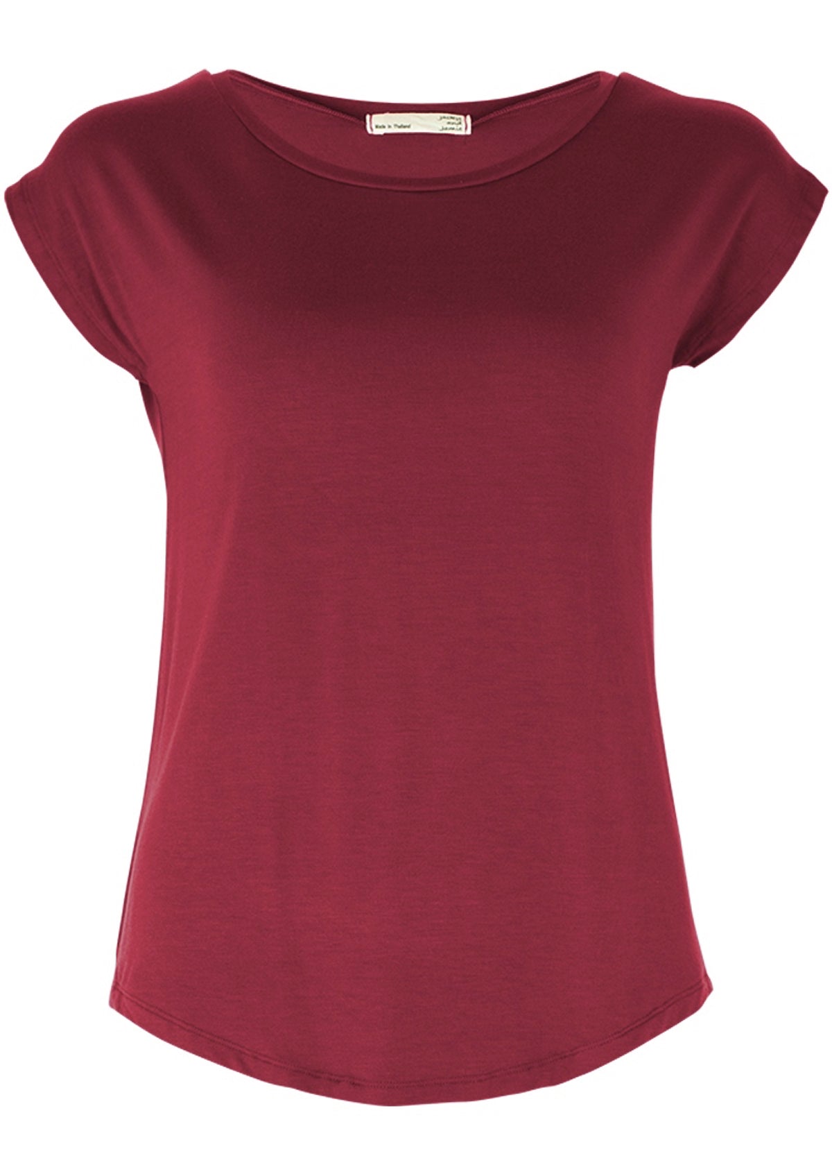 Front view of maroon rayon jersey t-shirt.