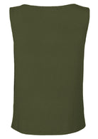 Back view olive green cowl neck top
