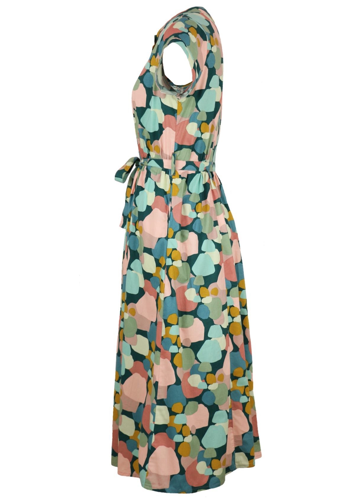 side view short sleeve midi women's dress