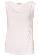 Front view white sleeveless cowl neck top