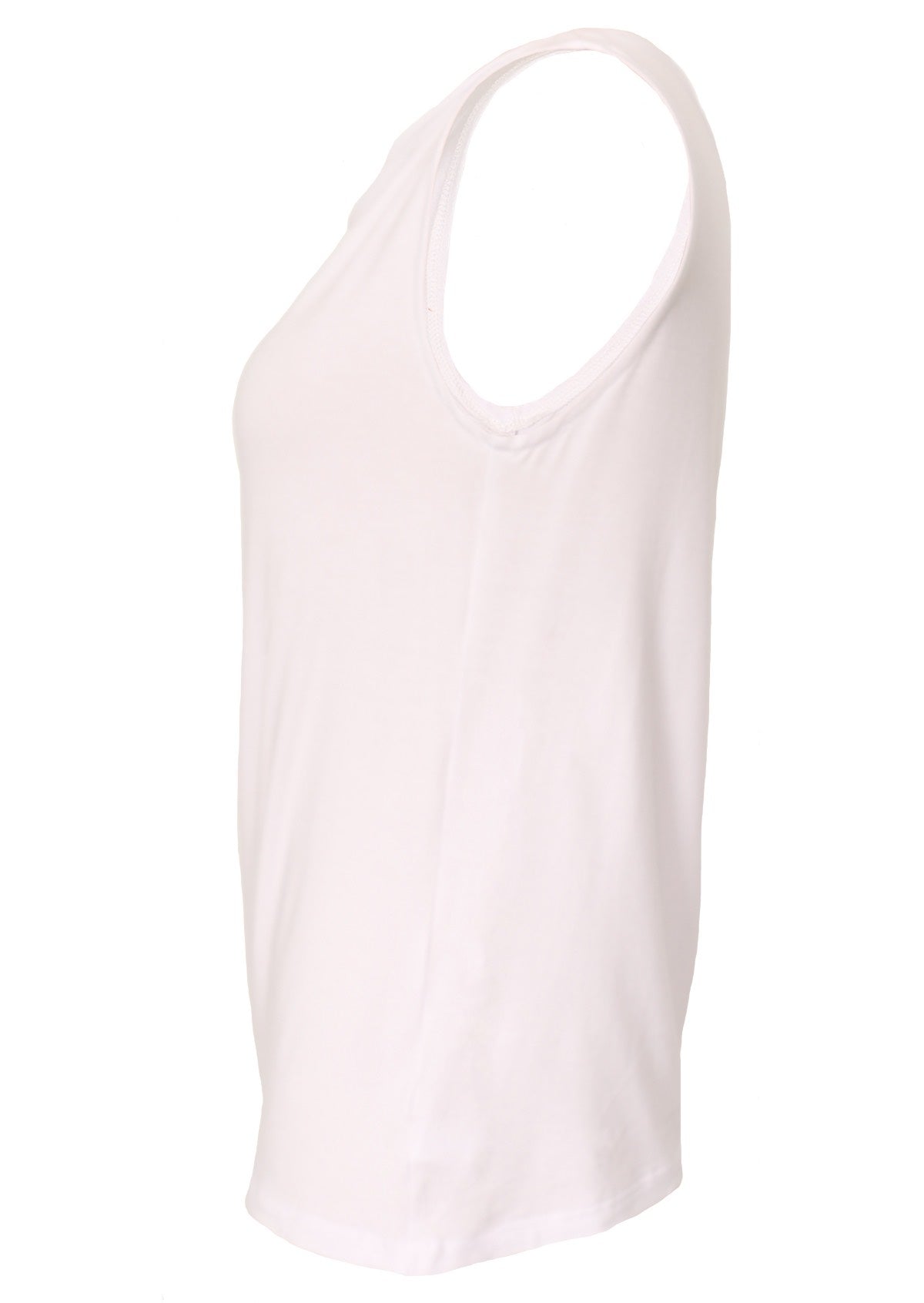Side view sleeveless rayon white basic top