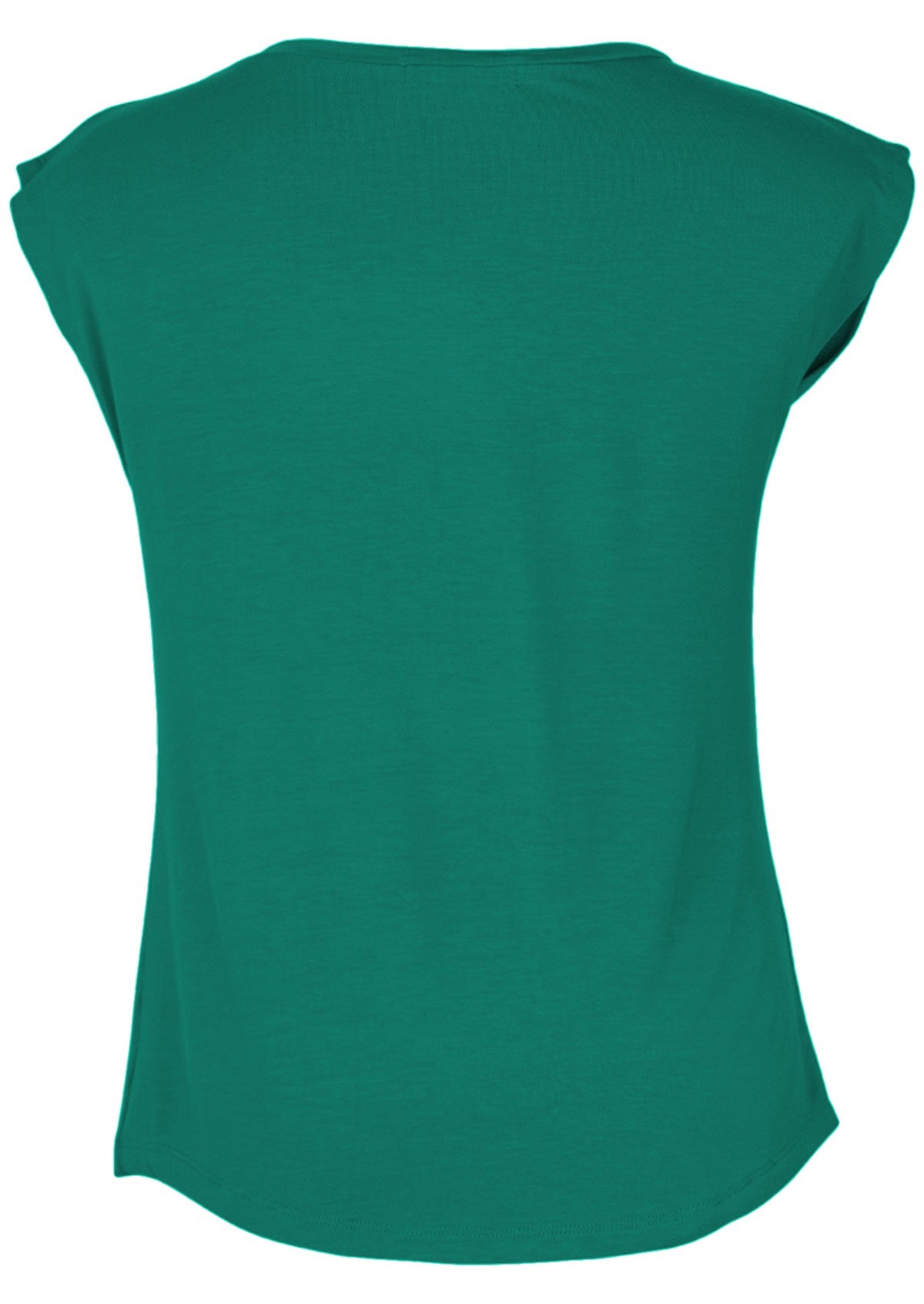 Back view of a short sleeve green women's top