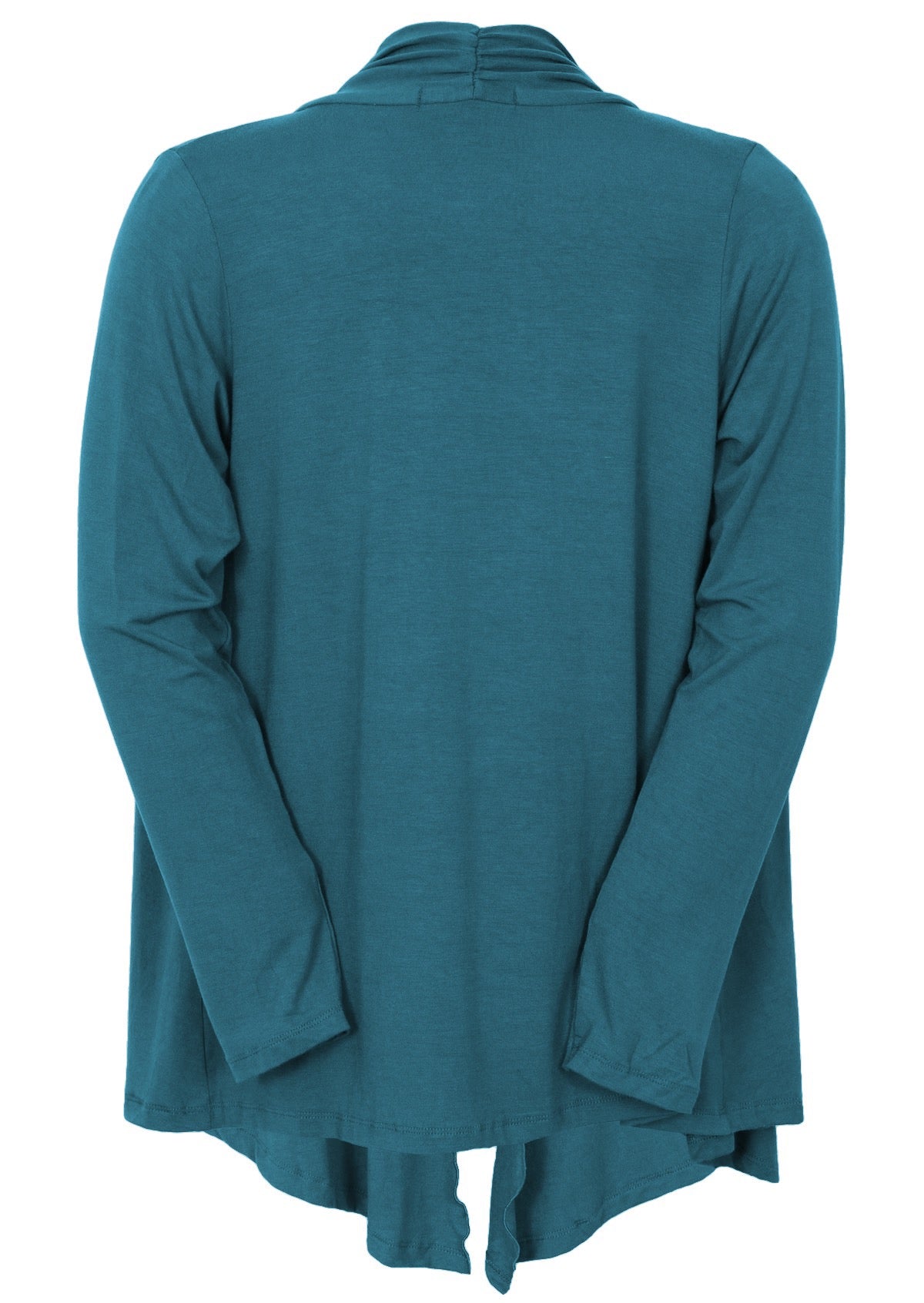 back view ruched back of neck cardi teal