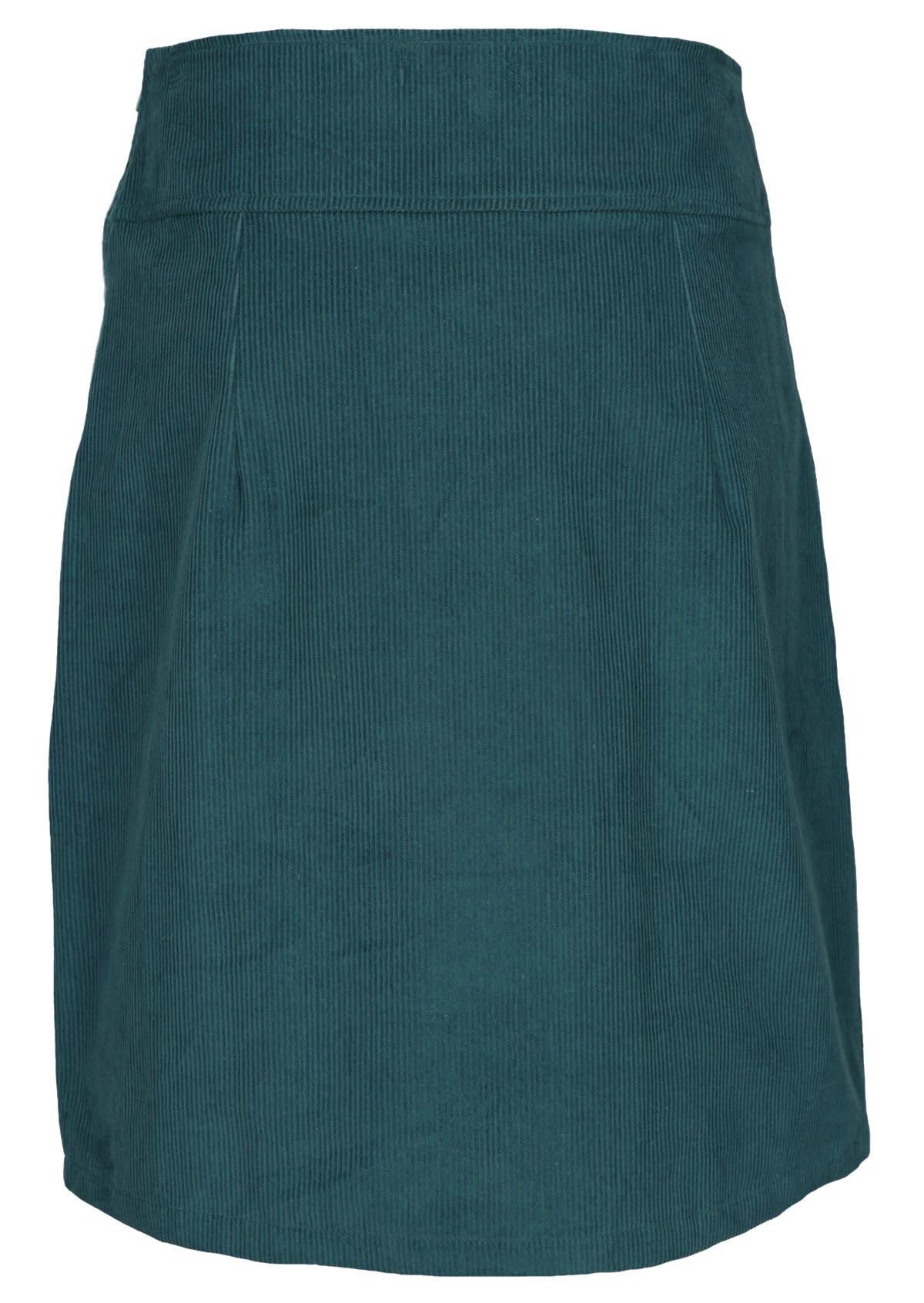 100% cotton corduroy skirt has a deep teal colour.