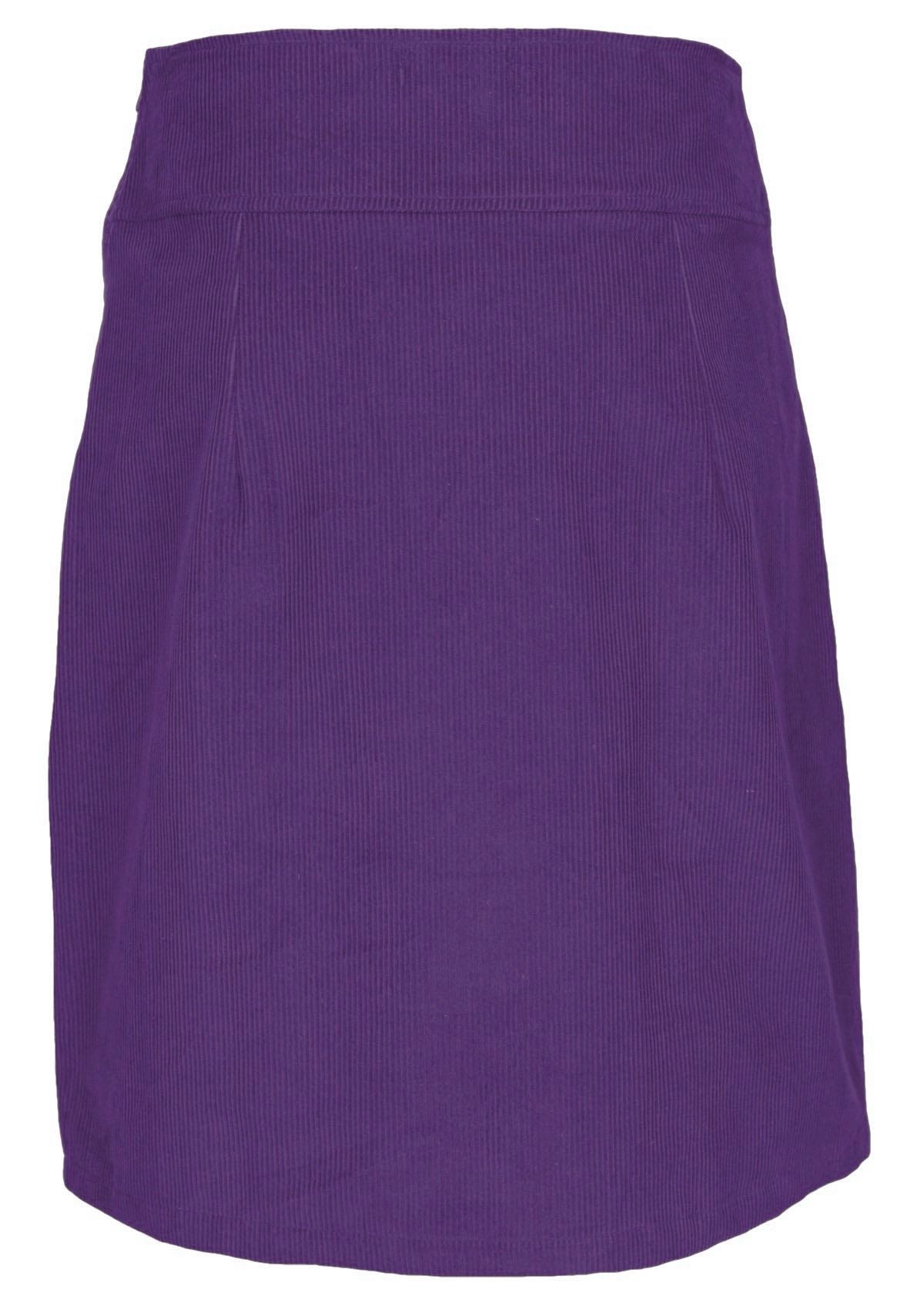 Purple 100% cotton mid length skirt with pockets. 