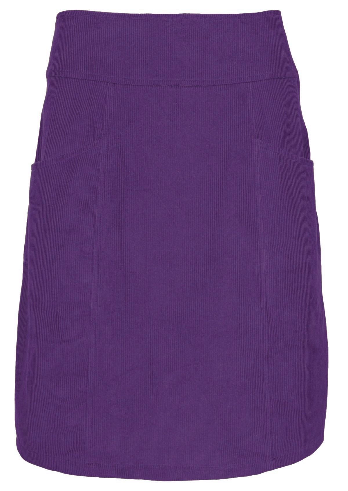 Mid length 100% cotton corduroy skirt in a rich purple colour. 