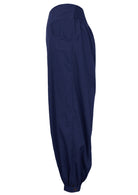 Cotton genie pants with buttoned ankle cuff