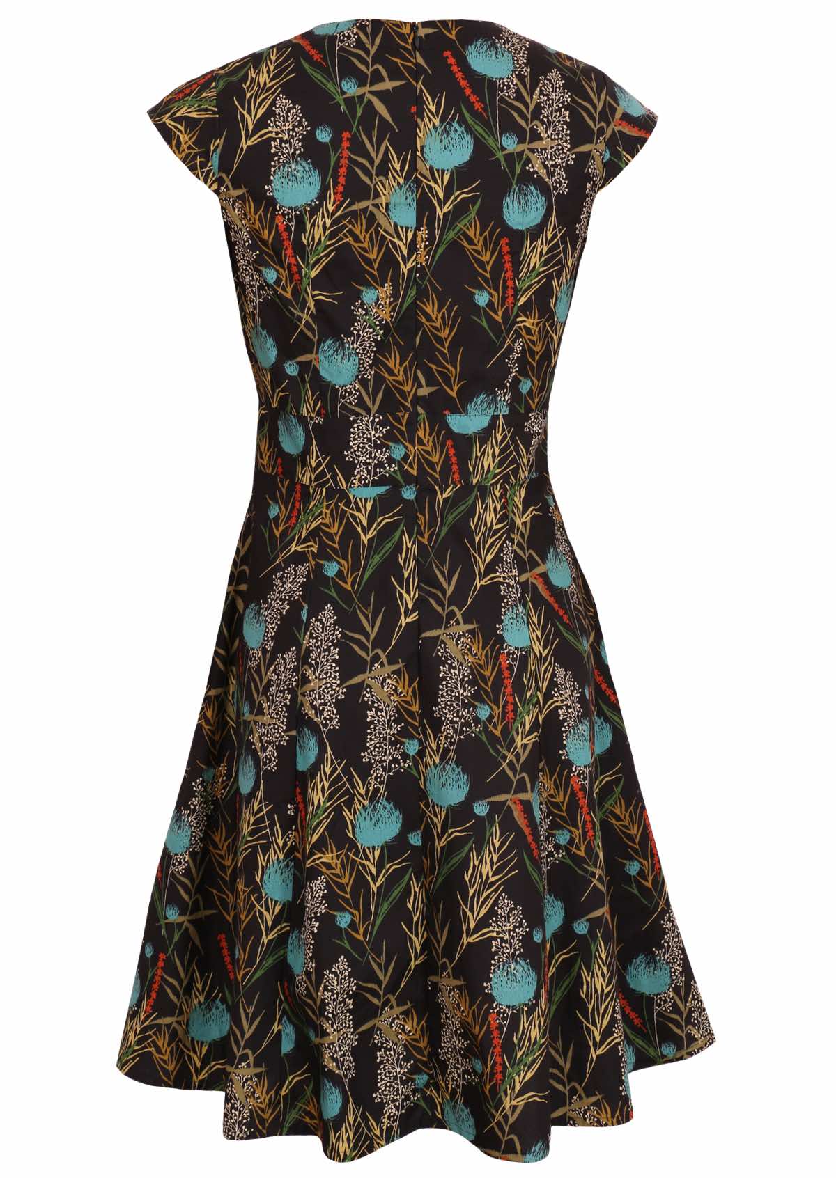 Alice Dress Thistle black and teal cotton back mannequin pic