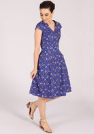 Retro cotton dress with over the knee A-line skirt