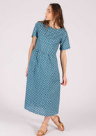 Lightweight cotton midi length dress with lining and T-shirt sleeves