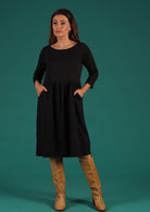 Black Dress made from double cotton gauze black