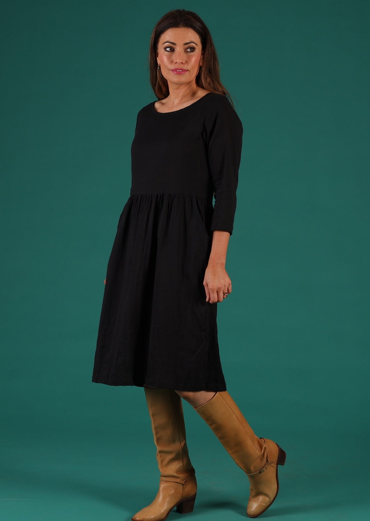 Women's 100% cotton black dress Australia