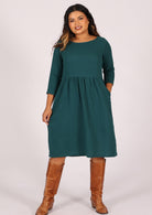 Cotton gauze dress with small gathers in relaxed waistline