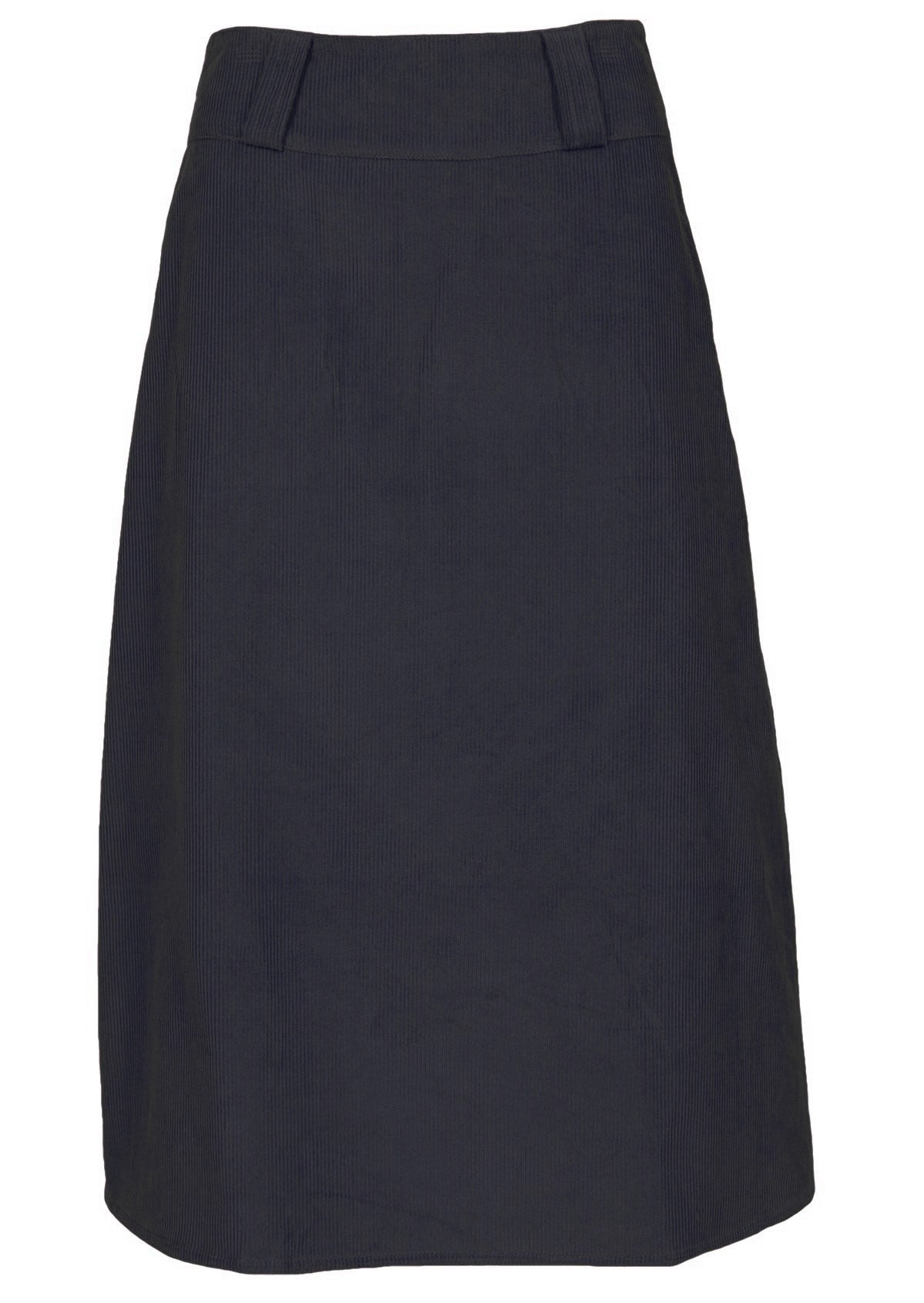 Greyish-blue 100% cotton corduroy skirt with a side zip. 