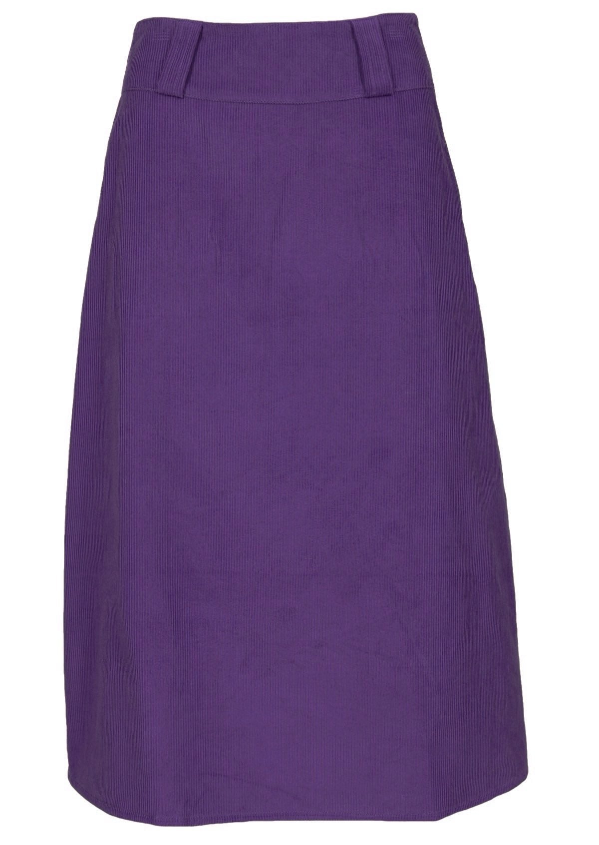 100% cotton corduroy skirt in a purple fabric. 