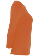 bright orange 3/4 sleeve rayon top side mannequin pic