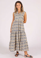 cotton maxi dress with buttoned bodice
