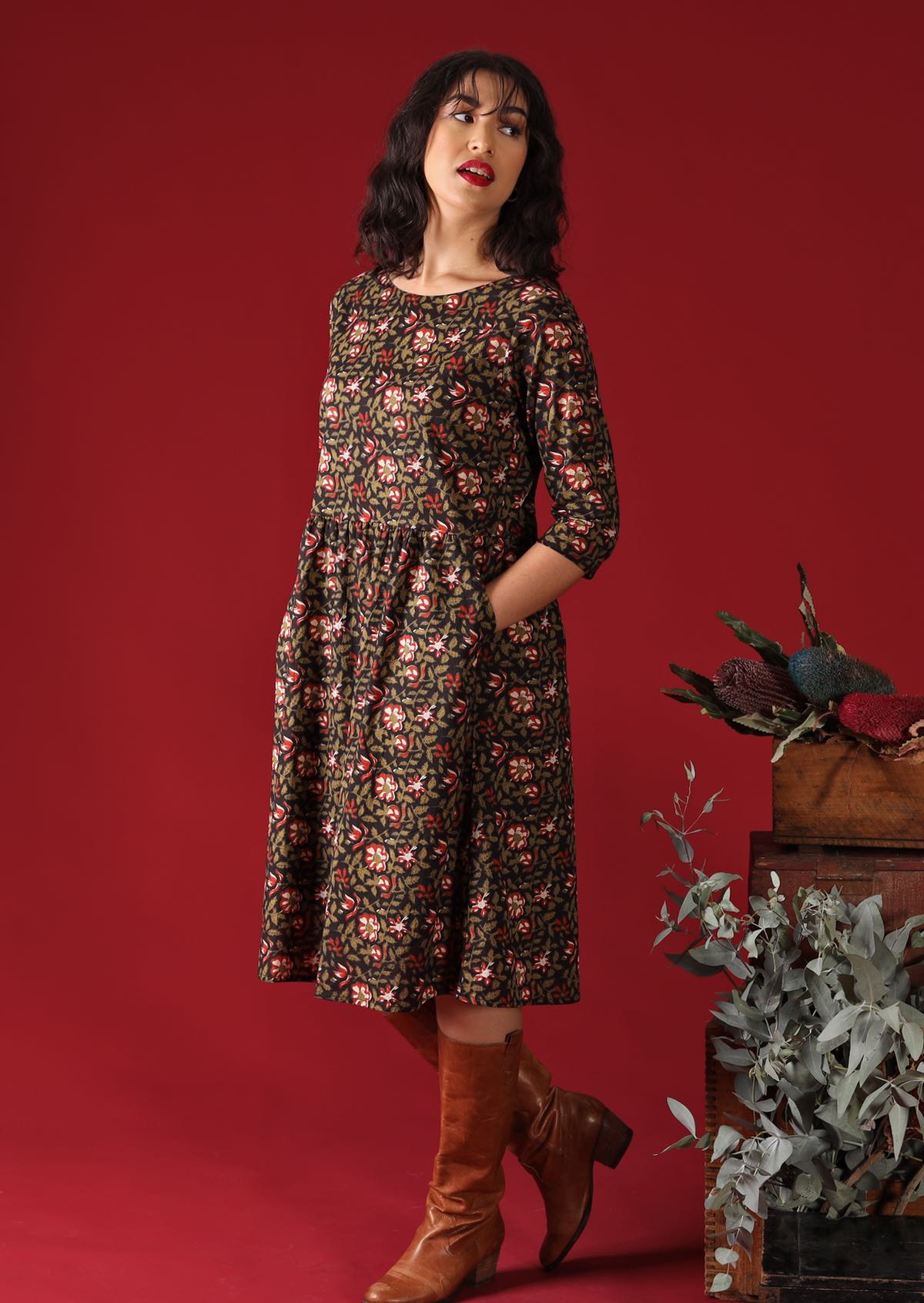 women's cotton dress with pockets