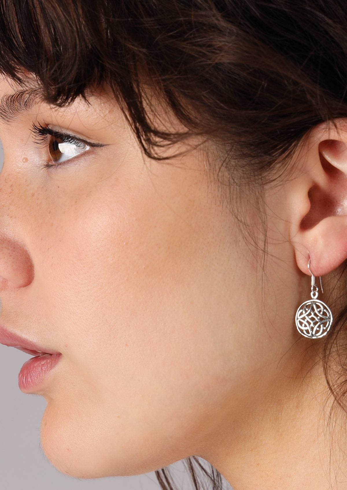 Sterling silver Celtic knot earrings on a hook