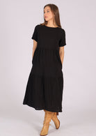 Double cotton 3 tiered dress with hidden side pockets