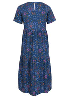100% cotton dress has a keyhole button back closure and hidden side pockets. 