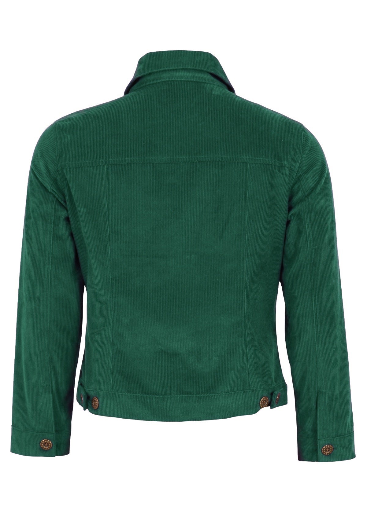 100% cotton corduroy jacket in green has adjustable tabs for the perfect fit!