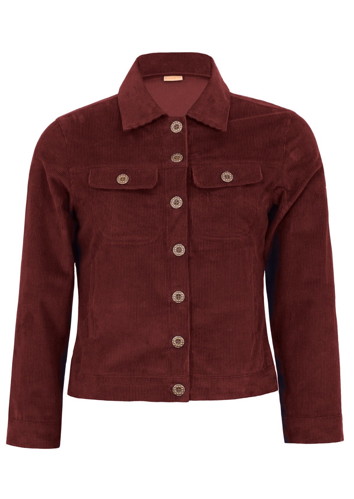 100% cotton corduroy jacket features functional brass buttons. 