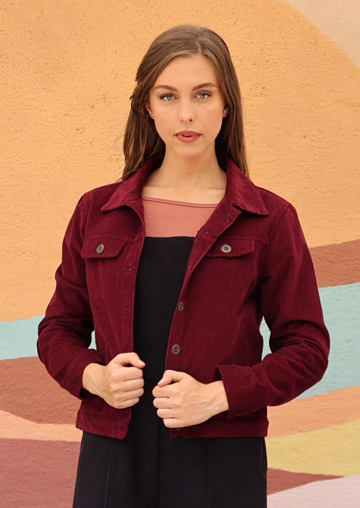 100% cotton corduroy jacket in glorious maroon colour
