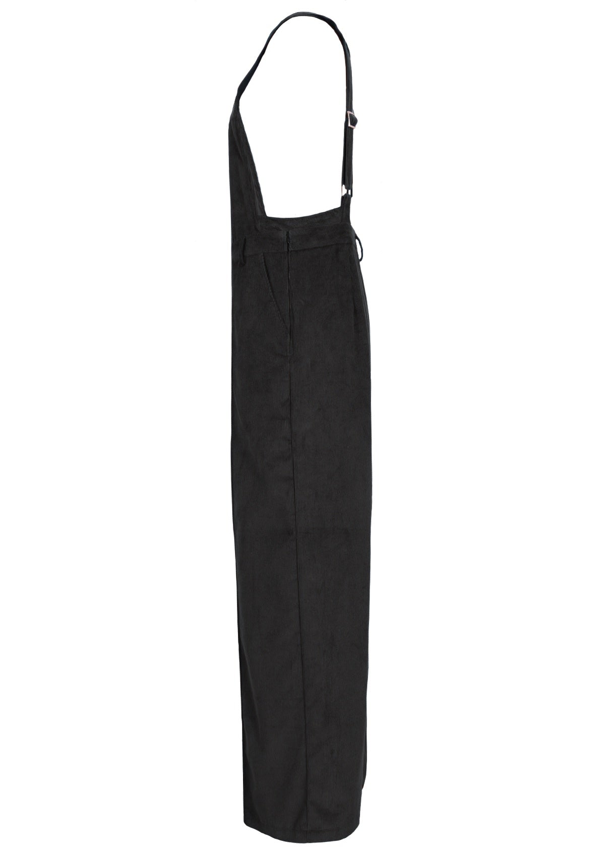 100% cotton corduroy overalls have side pockets. 