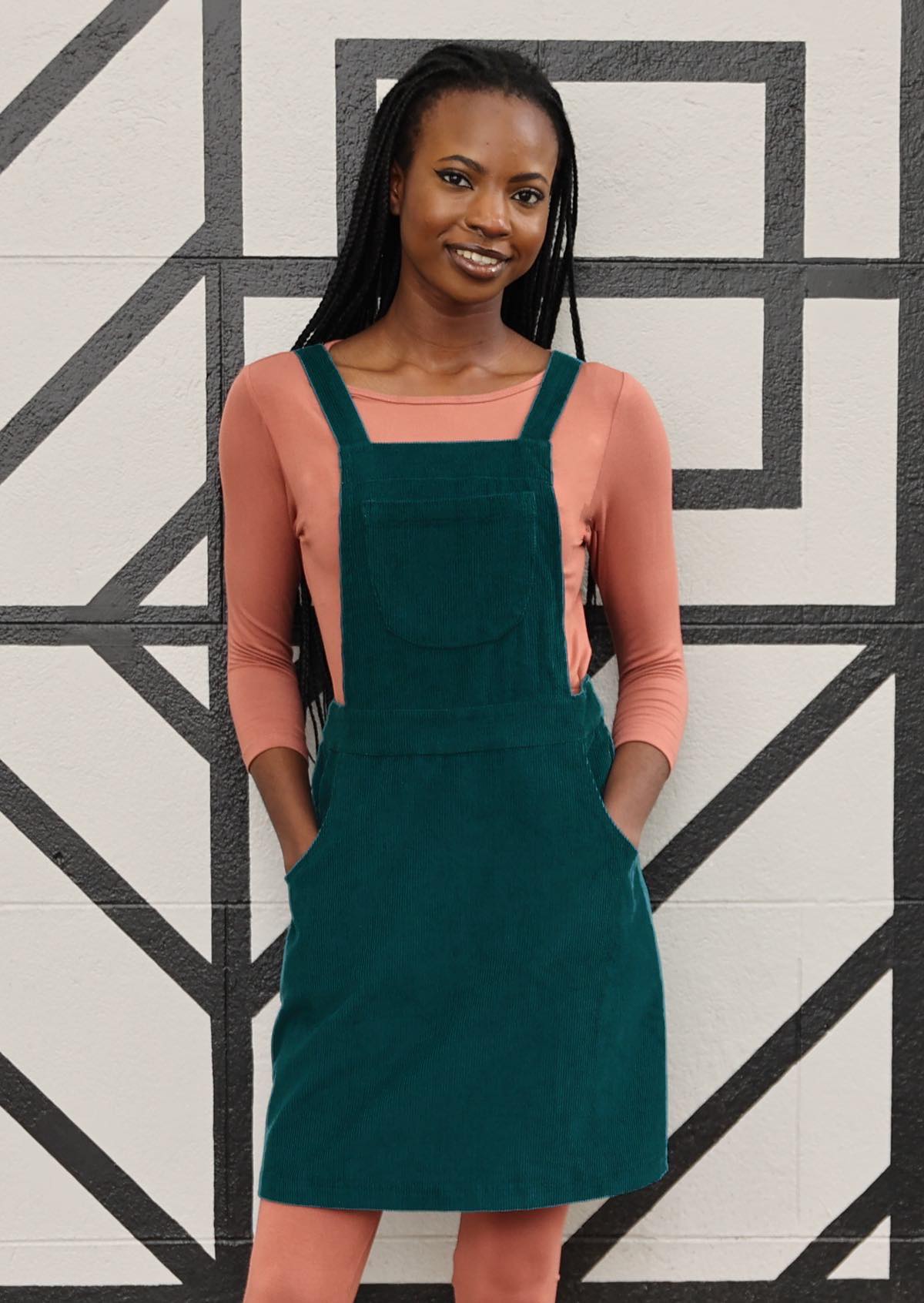 Cotton Corduroy Pinafore Deep Teal Karma East