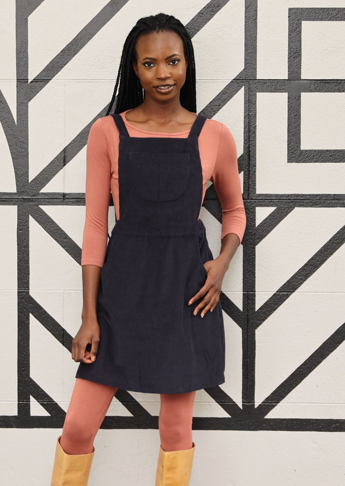black cord dress Black Corduroy Long Dress XS/S