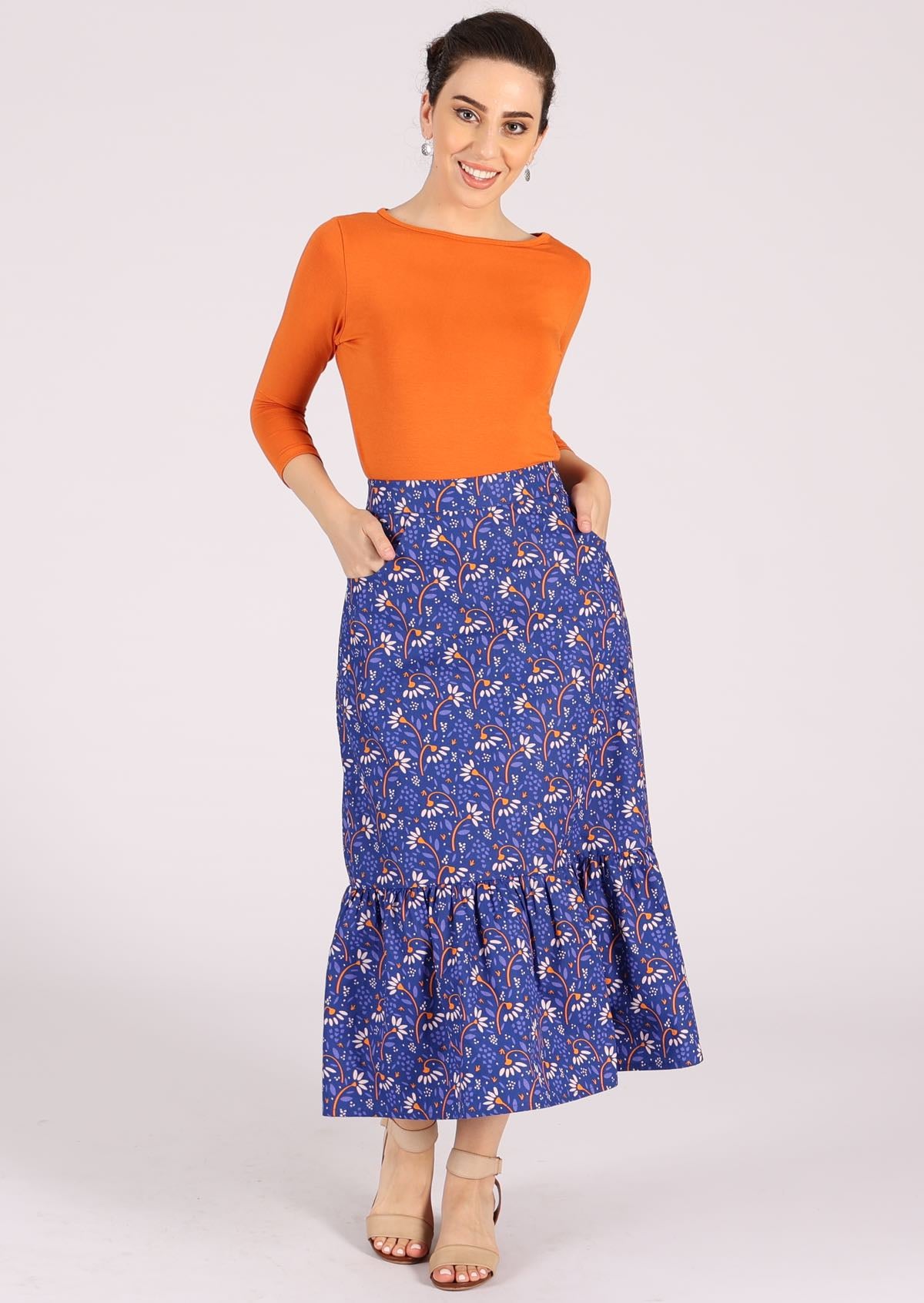 zip floral maxi skirt