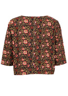 Demi Boxy cotton woman's top with earthy floral design 