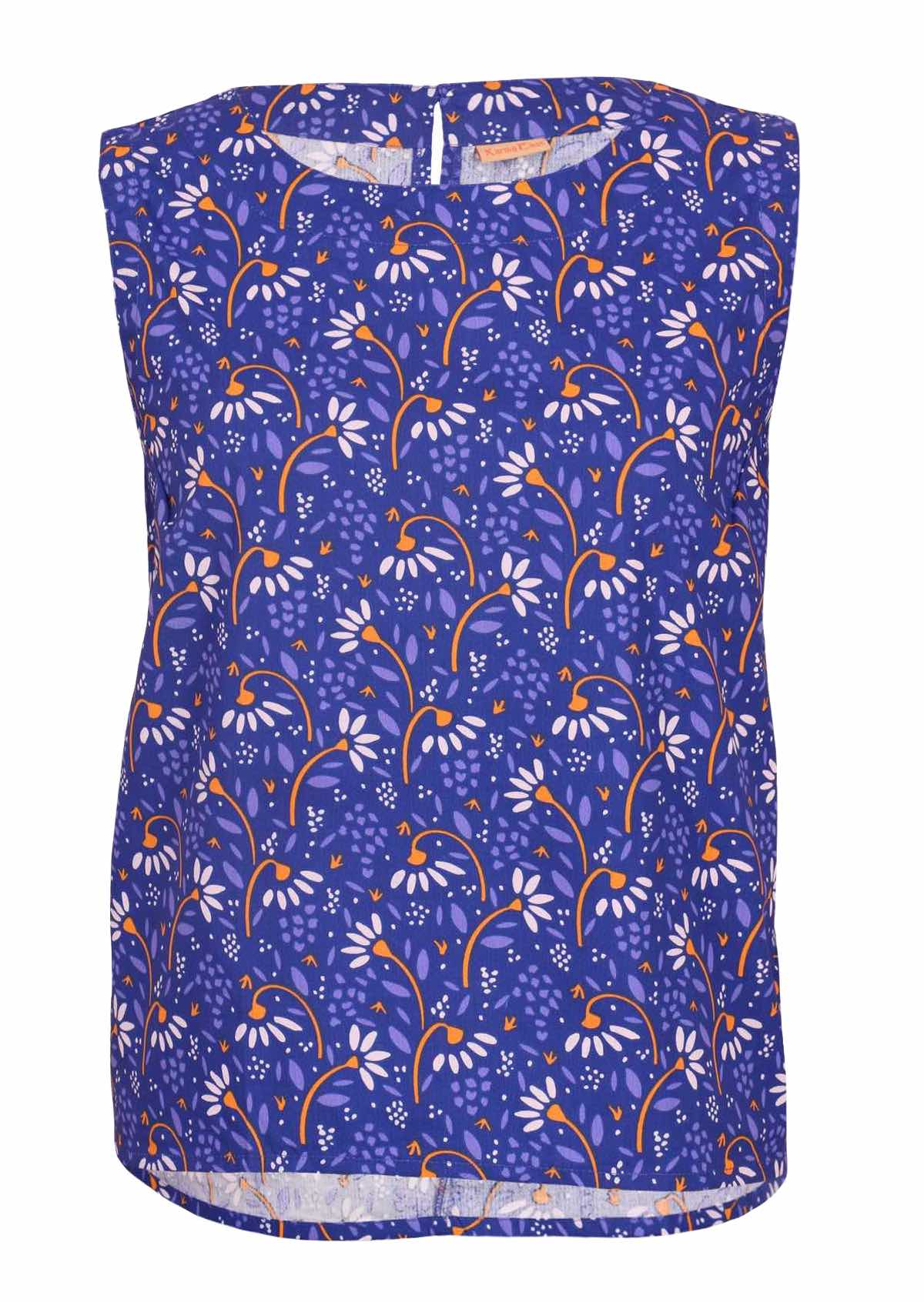sleeveless round neck cotton top with floral print