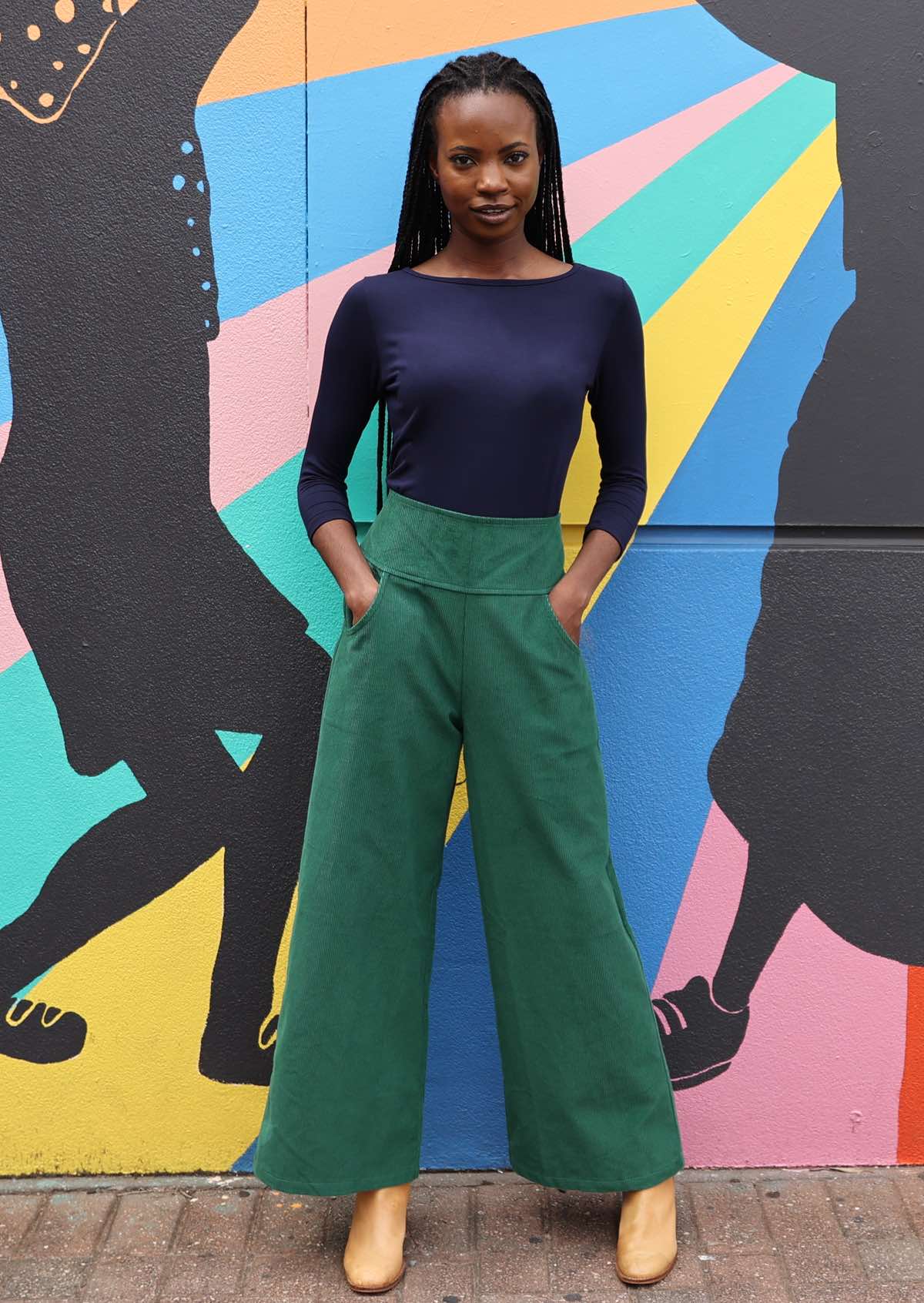 Wide Leg Esta Pants Corduroy Hunter Green Karma East Australia