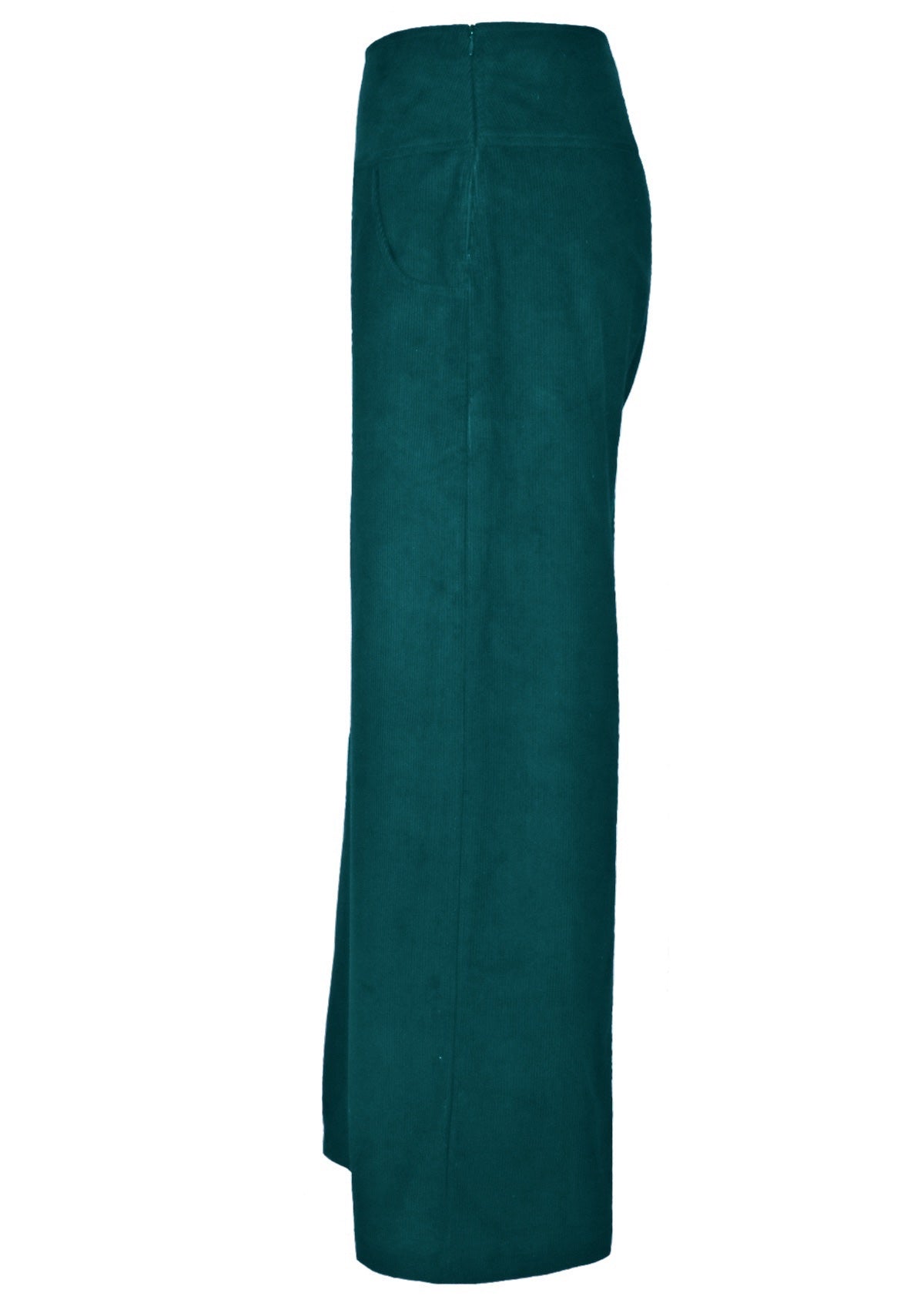Wide leg 100% cotton corduroy pants feature a side zip. 
